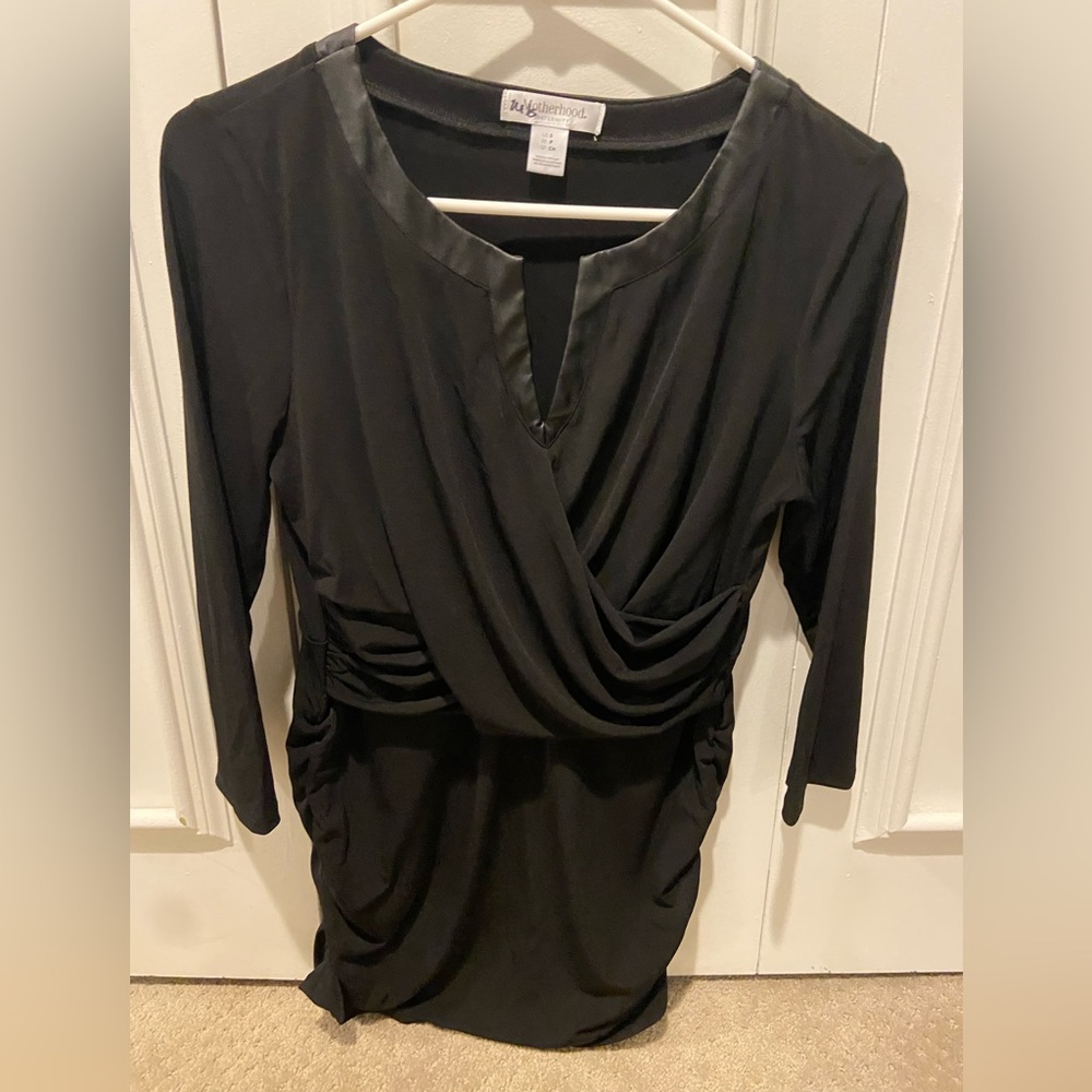 Maternity - Black Top with Faux leather trim